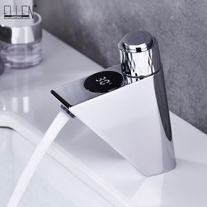 LED Bathroom Faucet Intelligence Temperature Digital Display Faucets Solid Brass Chrome Basin Taps Cold&Hot Water EL1603