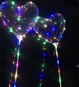 LED Bobo Globo Luz intermitente Bola en forma de corazón Globos transparentes 3M Luces de cadena Fiesta de Navidad Decoraciones de boda LLF12591