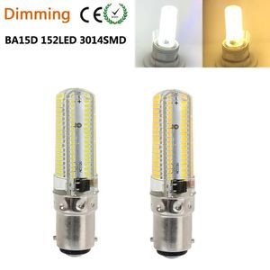 Bombillas LED 15W E11/E12/E14/E17/G4/G9/BA15D 3014 SMD 152LED Lámpara de cuerpo de silicona regulable AC 220V 110V Lámparas de araña de cristal