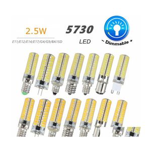 Ampoules LED Dimmable Light Bb G4 G9 E11 E12 E14 E17 Ba15D 5730 Smd 80 Lampe Sile Lighting Blanc chaud pur Ac110V 220V Drop Delivery Ligh Dhzae