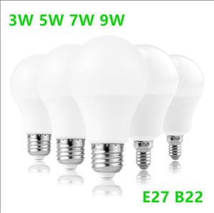 Ampoules LED E27 B22 Ampoule Lampes 3W 5W 7W 9W AC 220V 110-265V Projecteur Blanc Froid/Chaud