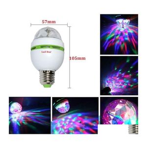 Ampoules LED Boule Magique RVB Fl Couleur 3W E27 BB Cristal Rotatif Effet de Scène Dj Lumière Mini Projecteur Laser Drop Livraison Lumières Éclairage Otxc4