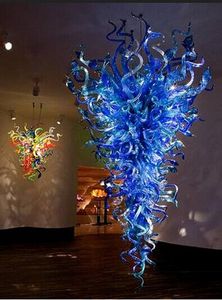 Envío Gratis Bombillas LED Moderno Nuevo Estilo Colgante de Cristal de Murano Lámpara de Cristal Soplado Azul Claro En Venta