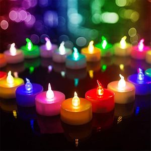 Vela LED Luz de té Sin llama Tealight Llama colorida Lámpara de vela intermitente Boda Fiesta de cumpleaños Luz de Navidad Decoración DH8899