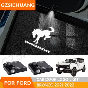 LED Car Logo Door Door Projecteur Ghost Shadow Lights 2/4 Door Welcome Sign LAMP POUR FORD BRONCO 2021 2022 2023 ACCESSOIRES