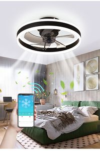 Ventilateur de plafond LED avec moteur à courant continu léger à 6 vitesses de distribution à 6 vitesses 50 cm loft de plancher à distance décoratif