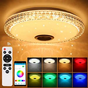 Lámpara LED de techo con Control por aplicación remota, Altavoz Bluetooth, candelabros para dormitorio, sala de estar, decoración de fiesta, luz LED de 110/220V