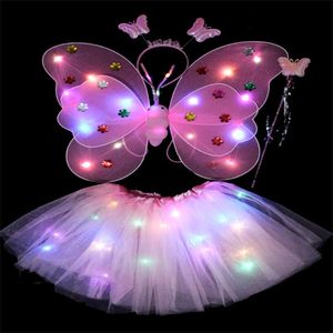 Accesorios de disfraces LED para niños faldas para niñas alas luminosas de Ángel falda de mariposa intermitente luces traje 2-8 años Día de San Valentín de Pascua