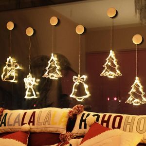 Luces LED de Navidad, campana de muñeco de nieve, alce, ventana, ventosa, lámpara de Navidad, decoración de ambiente, lámpara colgante, regalos
