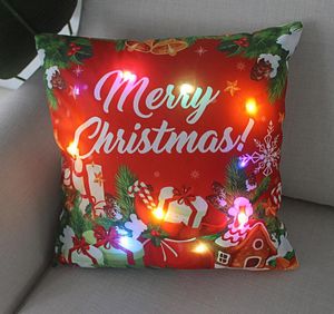Led taie d'oreiller de Noël allumer la couverture de coussin imprimé oreillers décoratifs housses de coussin maison voiture hôtel décoration de Noël 29 style DW6800
