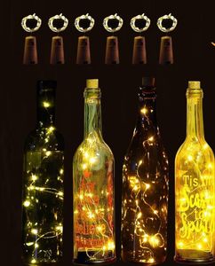 Led Lámpara de cobre Alambre Botella de vino Corcho Funciona con pilas Micro Fairy String Lights Glow Suministros para fiestas Boda XMAS Night Club Bar Decoración