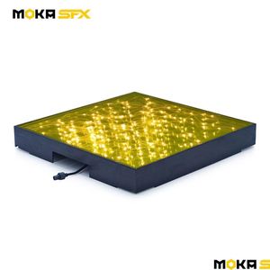 Espejo de pista de baile LED Pista de baile dorada LED Vidrio templado Panel 3D Cable de control SD / PC Conecte el azulejo del piso iluminado para discoteca Dj P Dhgok