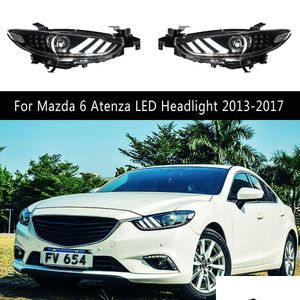 LED Daytime Running Car Styling DRL Light Streamer Turn Signal Indicator Lighting Accessoire pour Mazda 6 Atenza Headlight 13-17 Head Dhonv