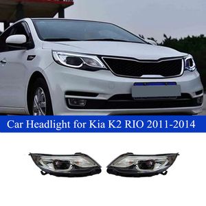 Luz de circulación diurna LED para Kia K2 RIO conjunto de faros 2011-2014 señal de giro dinámica de coche lámpara de cabeza de haz alto