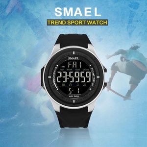 LED montres-bracelets numériques marque de luxe SMAEL hommes horloge automatique Sport montres alarme Reloje Hombre 1380 armée montre étanche Men255A