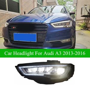 Conjunto de luz de cabeza de señal de giro dinámica LED para Audi A3 2013-2016 S3, faro delantero de coche DRL, lente de proyector de haz alto, lámpara automática