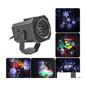 Led Effects Christmas Led Projector Light 4 Pattern Card Change Lamp Colorf Laser rotatif pour Ktv Dj Disco Holiday Drop Delivery Li Otoli