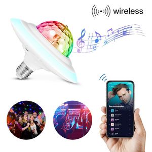Efectos LED UFO Crystal Magic Bola giratoria E27 Bluetooth Música Altavoz RGB Disco luz 85-265V 7 colores Control remoto Etapa DJ Lámpara