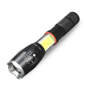 Lampe de poche LED côté lampe COB design T6/L2 8000 lumens torche Zoomable 4 lumière 5 modes pour 18650 batterie lampe de sport de plein air