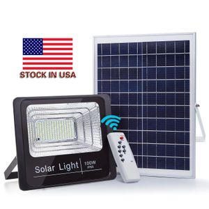 Stock en EE. UU. + Reflector solar 10W 40W 60W 100W Luces de inundación para exteriores Foco de inundación IP65 Luz de inundación LED con energía solar Pared exterior
