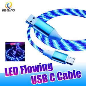 Câbles de lumière coulante USB-C à C LED, ligne de charge rapide 2,4a, câble USB de Type C de 3 pieds, pour téléphones iPhone 15 11 Samsung izeso