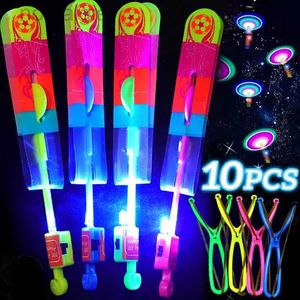 LED Flying Toys Amazing Light Toy LED Flying Arrows Helicopter Flying Toys Outdoor Flash / Blue Light Kids Adult Rubber Band Catapult Party Props 240410