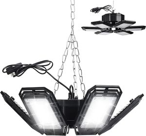 LED-garagelamp, 160 W, 6 verstelbare LED-paneelkoppen 180 dekking, energiebesparend, zwart