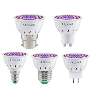 Bombilla LED de espectro completo E27 E14 GU10 MR16 B22 220V lámpara hidropónica de invernadero Luz de cultivo para planta de interior lámpara de flor Phyto 80leds