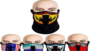 LED Half Mask Flashing Light Up Voice Activated Mask Mask Control Contrôle Face Masques Cover Facemask Halloween Party Cosplay 69C6246762
