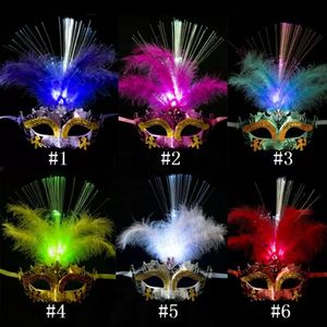 LED Halloween Party Flash Glowing Plume Masque Mardi Gras Mascarade Cosplay Masques Vénitiens Halloween Costumes C1122