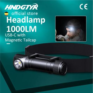 Lampe phare LED HS50 18650 USB RECHARGÉable USB C 1000lm Strong Headlight Super Bright Camping Search Light Outdoor Magnet240325