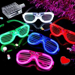 Lunettes LED en forme de cœur, stores lumineux clignotants, décoration de boîte de nuit, barres lumineuses fluorescentes