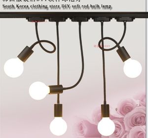 LED tuyau piste tirer E26 E27 lampe longue tige flexion lumière magasins de vêtements selon dessiner la lumière de piste de mur de fond