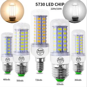 Lampe LED 10pc Lot Lumière LED 220V Bulbe LED 48 56 69leds Corn Light Smd 5730 Lampada pas de scintillement de lumière pour la décoration de la maison 2860