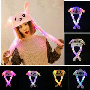 LED Ligh up Plush Moving Rabbit Hat Funny Glowing and Ear Moving Bunny Hat Cap for Women Girls Cosplay Christmas Party Holiday Hat 2023