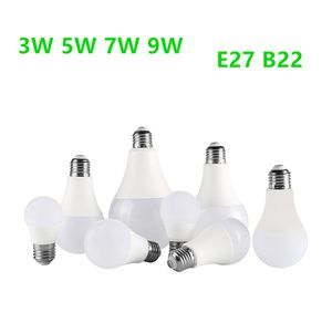 Ampoule LED blanche sans scintillement 3W 5W 7W 9W E27 B22, ampoules à culot à vis moyen