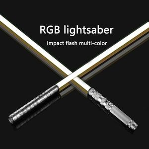LED Light Sticks RGB Metal Lightsaber Laser Sword Sabre De Luz FOC Rave Weapon Dueling Flashing Toy 7 Color Changing Kpop Lightstick 230606