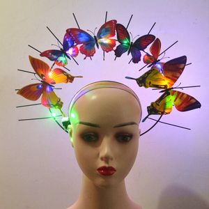 Couronne Halo de déesse clignotante avec lumière LED, bandeau à pointes papillon, Costume pour femmes, séance photo de mariage, accessoires pour cheveux