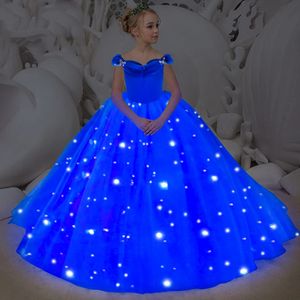 Robe de princesse pour filles, tenue de fête lumineuse LED, motif papillons, sans manches, Costume d'anniversaire d'halloween, 240318