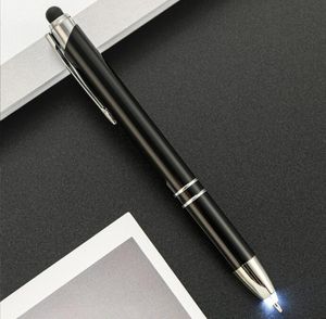 Stylo lumineux LED 3 en 1 pour écran tactile, stylos à bille, lampes de poche avec stylet, cadeau promotionnel publicitaire en métal