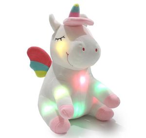 Unicornio con luz LED, juguetes de animales de peluche, Navidad, cumpleaños, regalos del Día de San Valentín para niños, juguete de unicornio de dibujos animados 30cm6230704