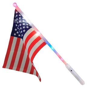 Banderas americanas luminosas LED, banderines pequeños brillantes de 14x21cm, bandera para agitar con la mano, personalización de bandera nacional