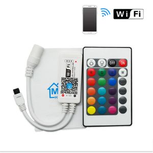 MIni contrôleur WIFI RGB LED RGBW, avec télécommande 24 touches, téléphone portable IOS/Android, sans fil pour bande LED RGB/RGBW DC5-12V
