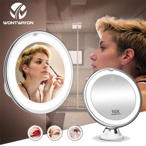 Maquillage de lumière de miroir à LED avec base de ventouse à grossissement 10 fois flexible et léger 220509