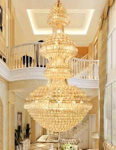 LED Modern Crystal Chandeliers Lights Américain Big Golden Chandelier Lampes El Lobby Hall Way Villa Home Indoor Li8810073