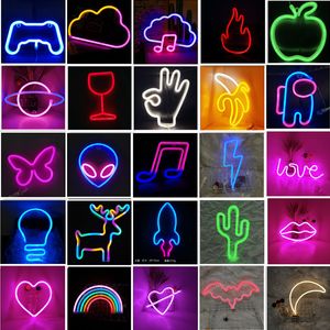 LED néon ampoules musique Note lumières veilleuse Concert applique chambre batterie USB alimentation veilleuse pour la fête