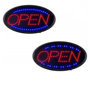 Enseigne ouverte au néon LED pour les entreprises, ouverture avec éclairage électrique intérieur pour les magasins (19 x 10 pouces), comprend les heures d'ouverture et les panneaux d'ouverture fermés CRESTECH