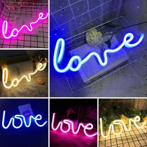 Sinal de néon LED Luzes de néon LED Love Shape Night Light Sign Lamp (caixa de bateria + USB) Luz noturna com alimentação dupla para casamento de Natal interno YQ231201