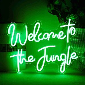 LED Neon Sign Neon Sign LED Light Welcome to the Jungle Neon Light Signs Bedroom Office Decor Decorations Neon Signage R230613