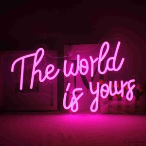 LED Neon Sign The World Yours Neon Lights Custom Neon Sign Wedding Club LED Light Room Hotel Bedroom Decor Light R230613